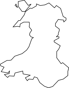 an outline of the map of Wales